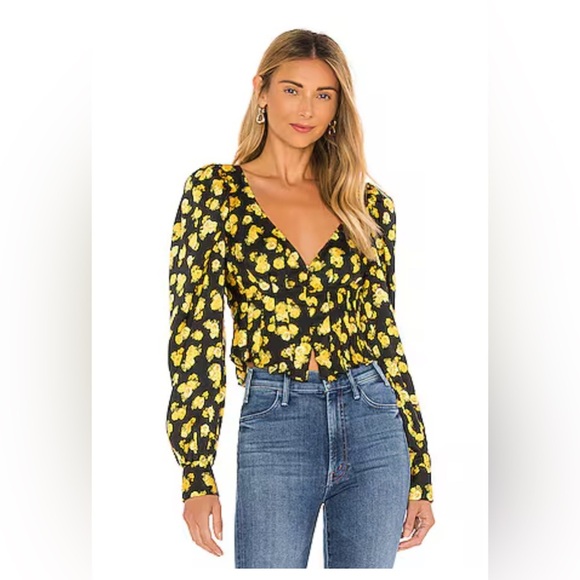 For Love And Lemons Tops - For Love & Lemons Elisa Blouse in Marigold